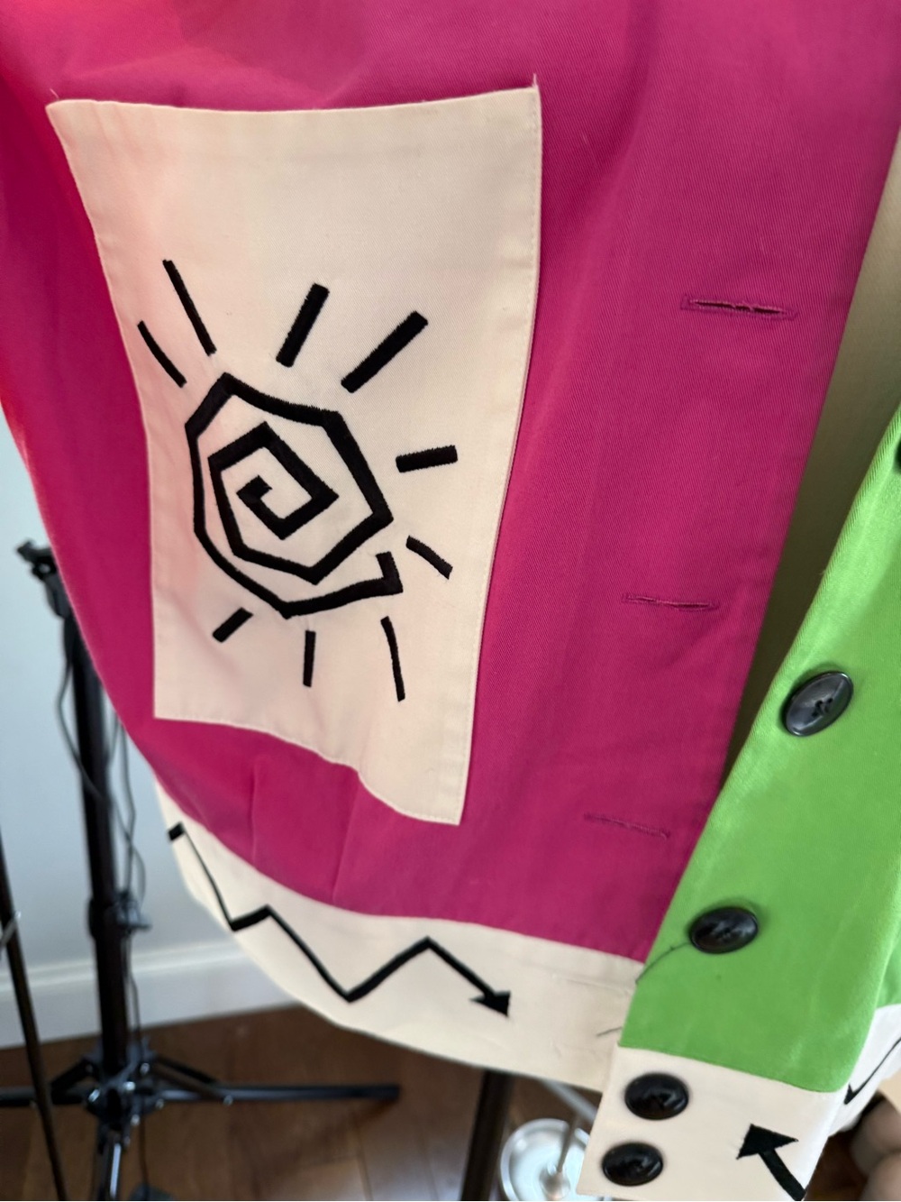 Vintage 80’sColorblock Pop Art Cotton Jacket - Multicolor - Picture 3 of 10
